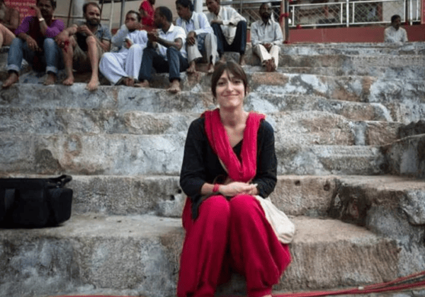 daniela bevilacqua sitting on steps in india