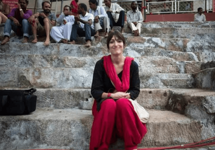 daniela bevilacqua sitting on steps in india